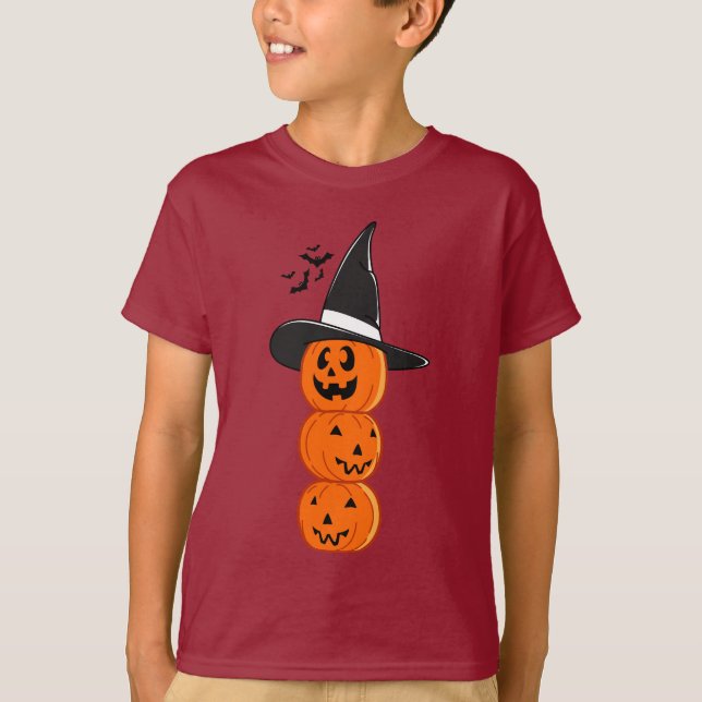 T-shirt Cute Stacked Pumpkin Witch Halloween Kids' Shirt (Devant)