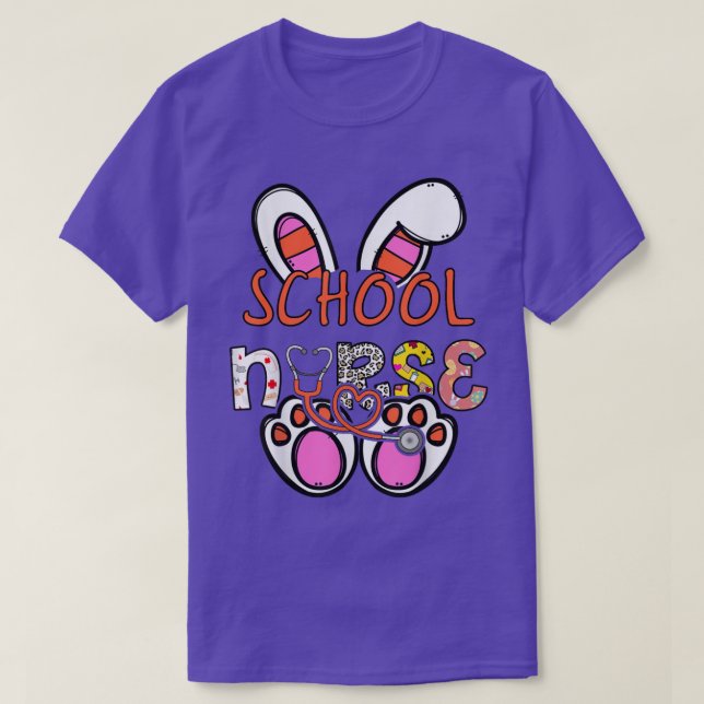 T-shirt Cute Stethoscope École Nurse Bunny Jour de Pâques  (Design devant)