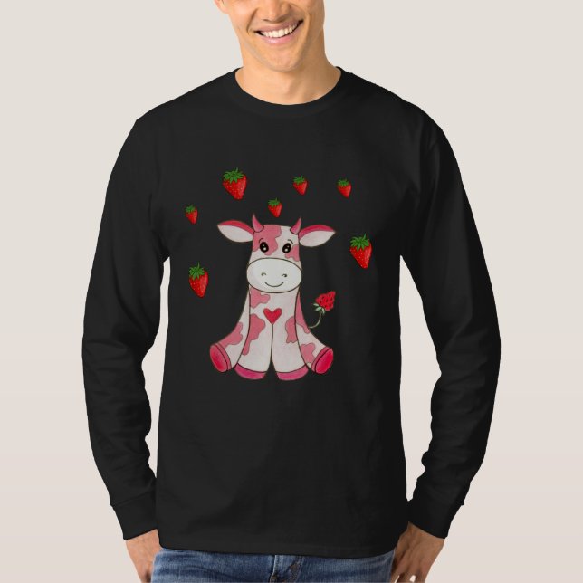 T-shirt Cute Strawberry Cow Fruit (Devant)