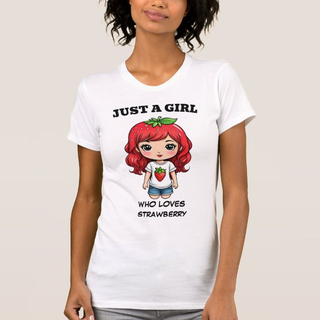 T-shirt Cute Strawberry Girl Kawaii Art (Devant)
