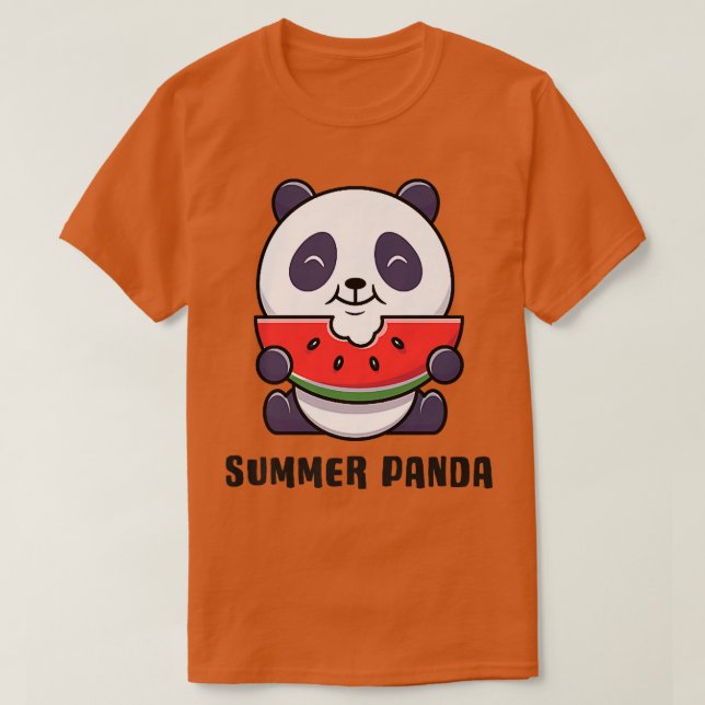T-shirt Cute Summer Panda Bear Eating Watermelon (Design devant)