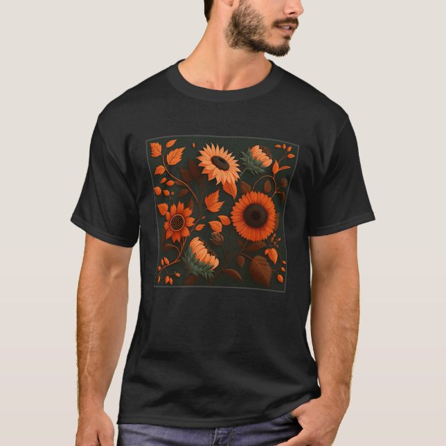 T-shirt Cute Sun Flower Illustration Unique Leaf Plants Wo (Devant)