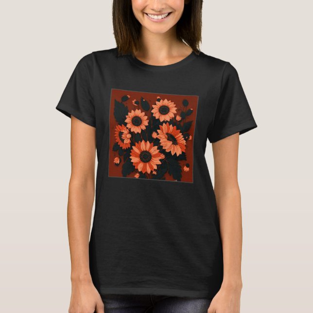 T-shirt Cute Sun Flower Illustration Unique Leaf Plants Wo (Devant)