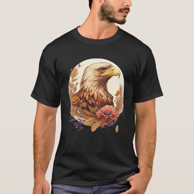T-shirt Cute Sunflower Eagle Floral Birding Ornithology (Devant)