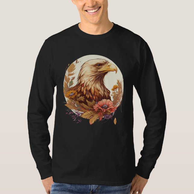 T-shirt Cute Sunflower Eagle Floral Birding Ornithology (Devant)