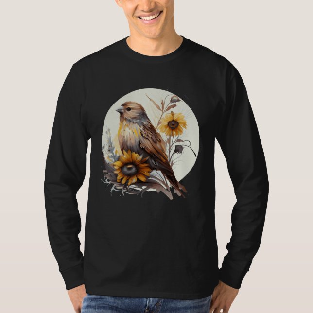 T-shirt Cute Sunflower Finch Ornithologist Birding Bird Wa (Devant)