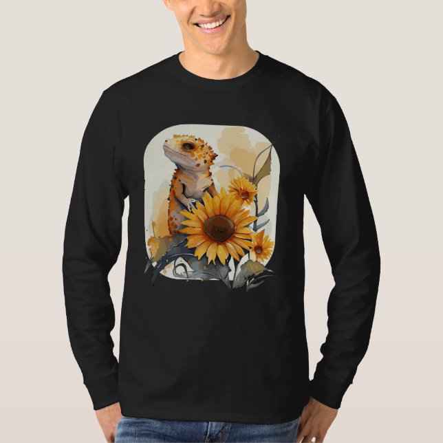 T-shirt Cute Sunflower Gecko Leopard Gecko Reptile Lizard (Devant)
