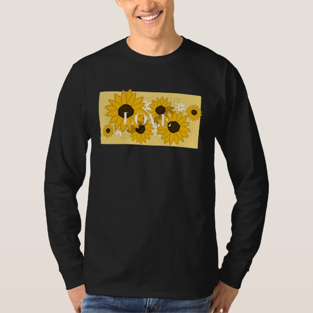 T-shirt Cute Sunflower Saying Love (Devant)