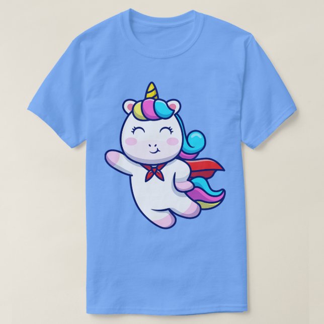 T-shirt Cute Super Hero Unicorn Flying (Design devant)
