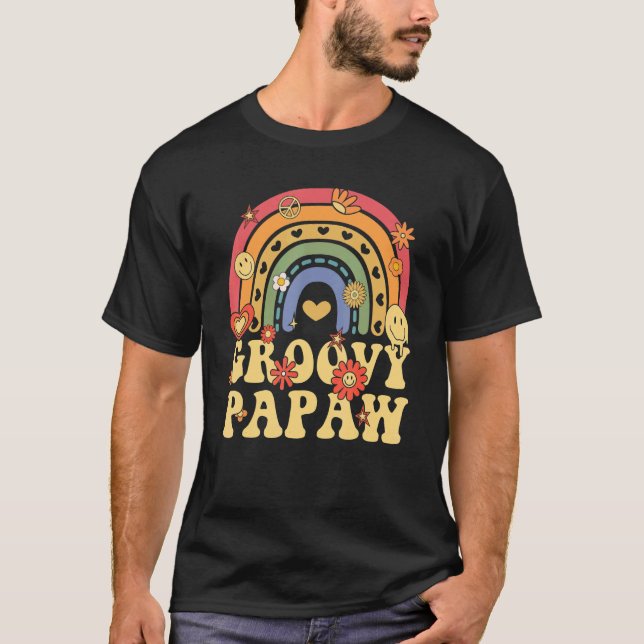 T-shirt Cute Super Papaw Retro Super Rainbow (Devant)