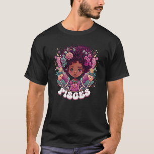 T-shirt Cute Super Poissons Zodiac Afro Girl Février Mars