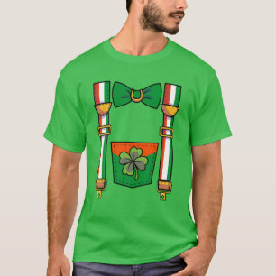 T-shirt Cute Suspenders Bowtie Green Tuxedo St patrick Da