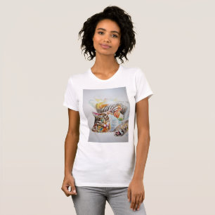 T-shirt Cute Tabby Chat Aquarelle Chats Filles T Chemise T