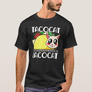 T-shirt Cute Taco Chat Écrit En Arrière Est Tacocat Mexica
