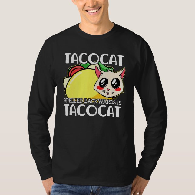 T-shirt Cute Taco Chat Écrit En Arrière Est Tacocat Mexica (Devant)
