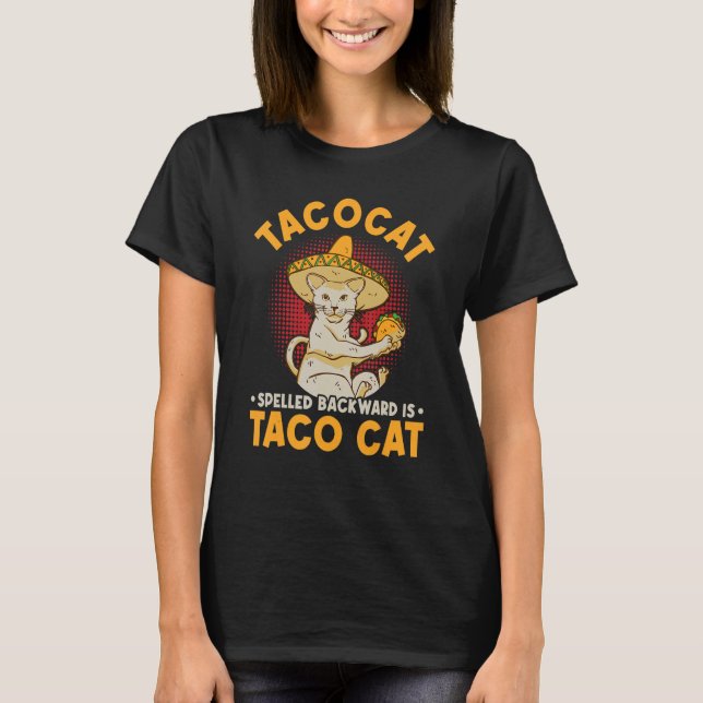 T-shirt Cute Taco Chat épelé à l'envers (Devant)