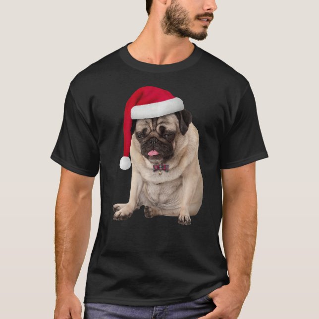 T-shirt Cute Tan Carlin Santa Hat Plaid Bowtie Image Chris (Devant)