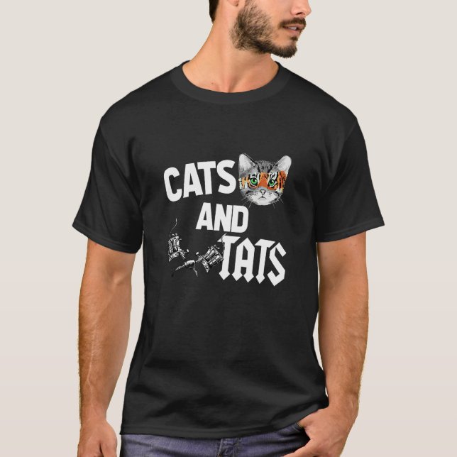 T-shirt Cute Tattoo Artist cats and tats inked inking tatt (Devant)