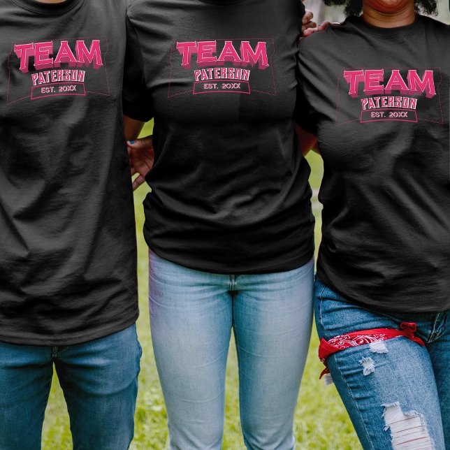 T-shirt Cute Team Pink Family Custom Name Black Sports (Créateur téléchargé)