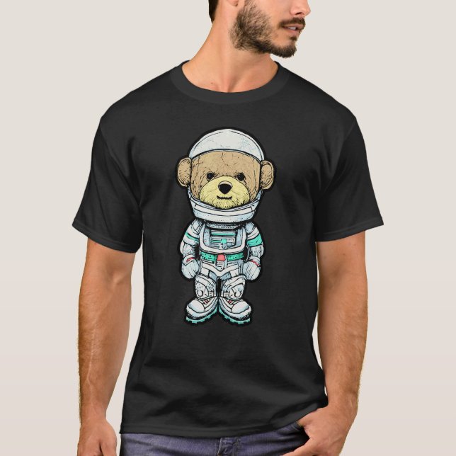 T-shirt Cute Teddy Bear Astronaut Spaceman 2 (Devant)