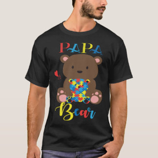 T-shirt Cute Teddy Bear  PaPa Bear Autism Father Puzzle Ba