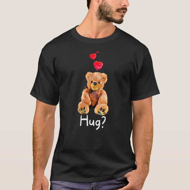 T-shirt Cute Teddy Bear with Hearts Hug (Devant)
