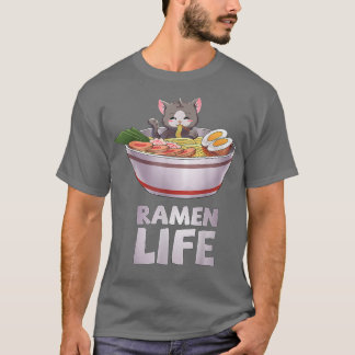 T-shirt Cute Tee - shirt Ramen Life Chat Japonais Cadeau K