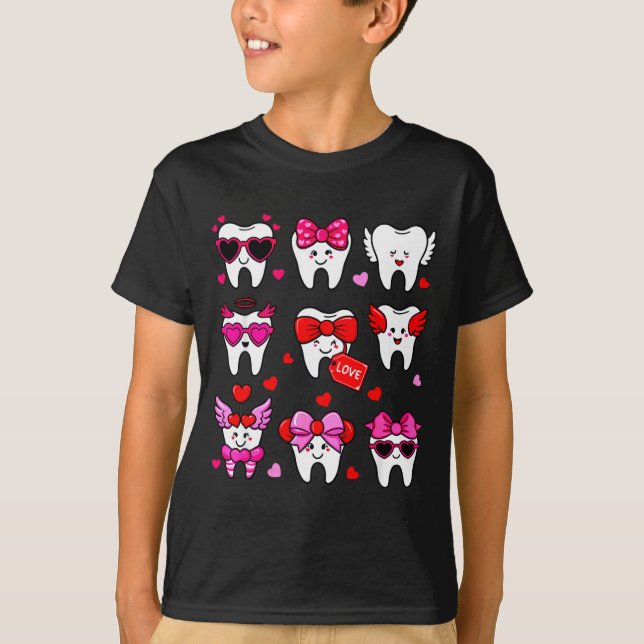 T-shirt Cute Teeth Love Valentine's Day Dental  (Devant)