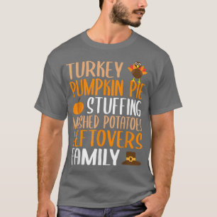 T-shirt Cute Thanksgiving Famille Turquie Citrouille Pie S