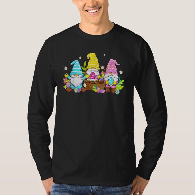 T-shirt Cute Three Gnomes Easter Day Bunny Egg Spring Wome (Devant)