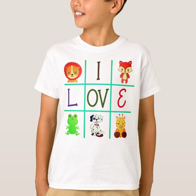 T-shirt Cute tic tac toe animaux personnalisés (Devant)