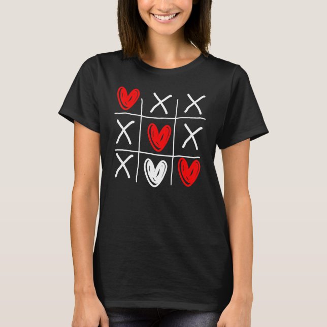 T-shirt Cute Tic Tac Toe Hearts Valentines Day (Devant)