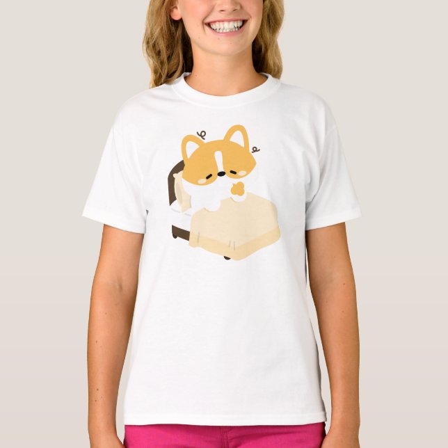 T-shirt Cute Tired Corgi (Devant)