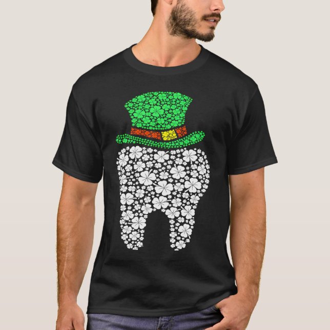 T-shirt Cute Tooth Dental Hygienist Dentist Shamrock St Pa (Devant)