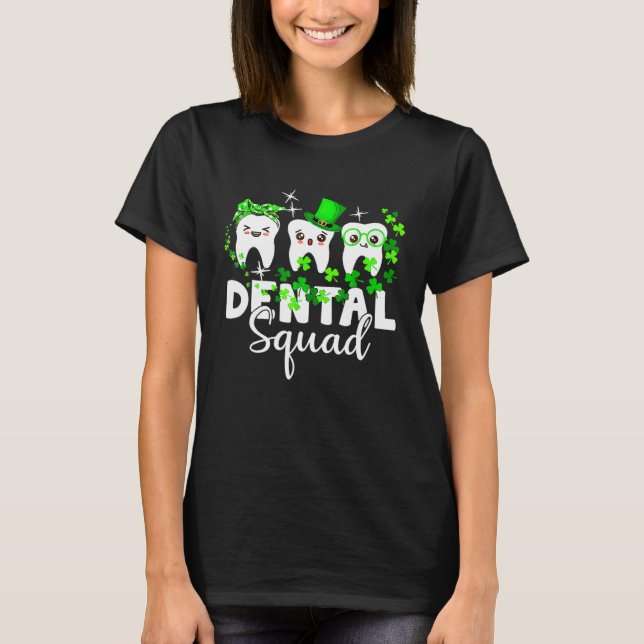 T-shirt Cute Tooth Leprechaun Hat Dental Squad St Patrick  (Devant)