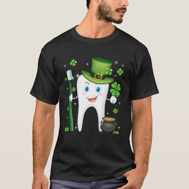 T-shirt Cute Tooth With Hat Dental Assistant  St Patricks  (Devant)