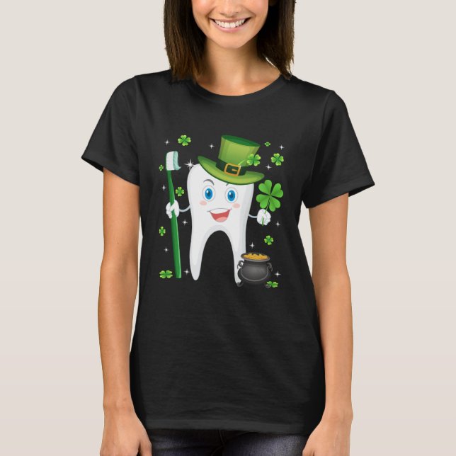 T-shirt Cute Tooth With Hat Dental Assistant  St Patricks  (Devant)