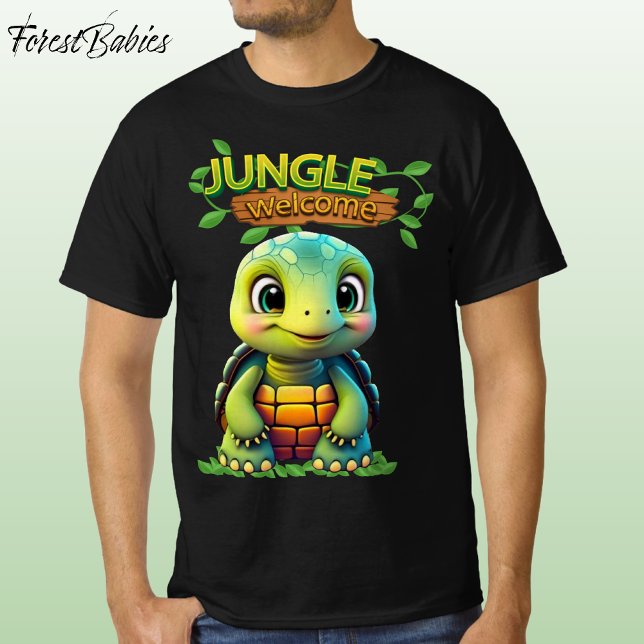 T-shirt Cute Tortoise Box Turtle Animal Character Black 🐢 (Cute Tortoise Tee Adorable Box Turtle Woodland Wildlife Cartoon Graphic Animal Character T-shirt 🐢)