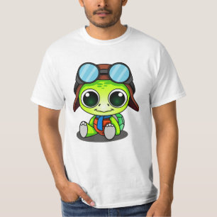 T-shirt Cute tortue caricaturale en Aviator Casquette