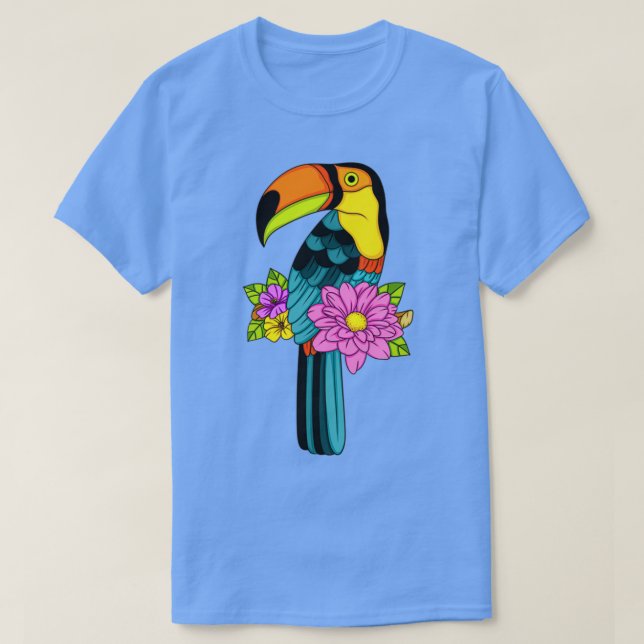 T-shirt Cute toucan avec fleurs (Design devant)