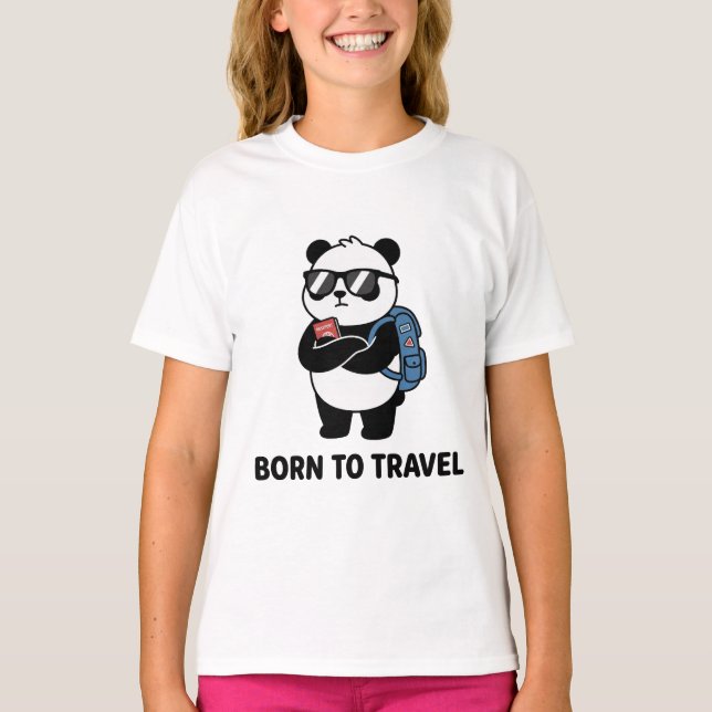 T-shirt Cute Travel Panda – Born to Travel (Devant)