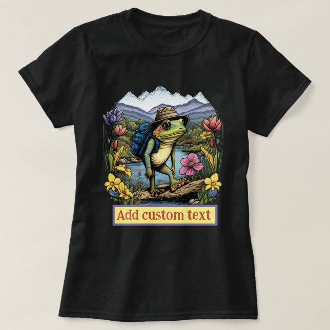 T-shirt Cute Traveler grenouille hippie forêt, Amateurs de (Design devant)