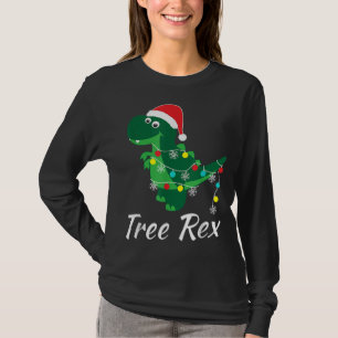 T-shirt Cute Tree Rex Funny Dino Santa Hat PJ Christmas Di