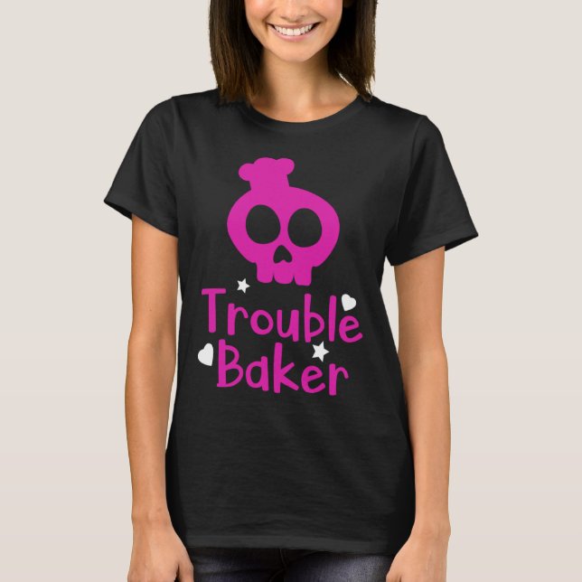 T-shirt Cute Trouble Baker Girls Women Chef Cooking Bakery (Devant)