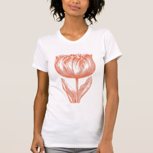 T-shirt Cute Tulipe Hollandaise Flore Dessin rose Orange