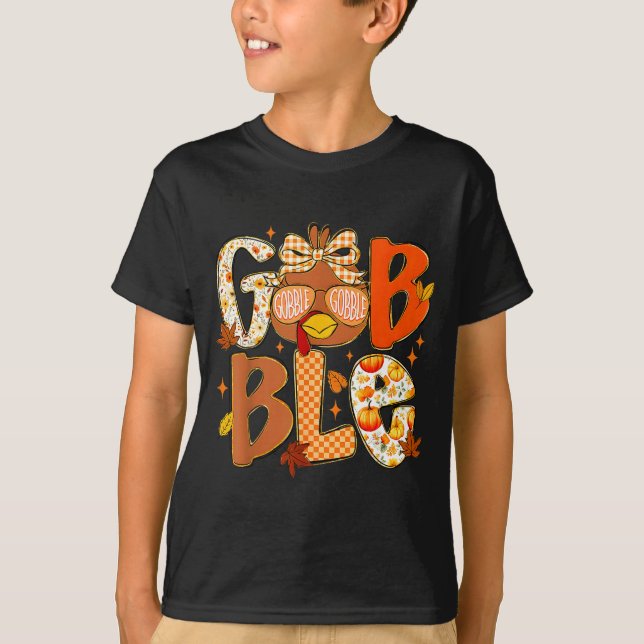 T-shirt Cute Turkey Camo Happy Thanksgiving Fall Kids Boy  (Devant)