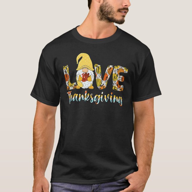 T-shirt Cute Turkey Day  Gnome Love Thanksgiving for Boys  (Devant)