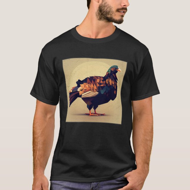 T-shirt Cute Turkey Illustration Colorful Birds Leaf Women (Devant)