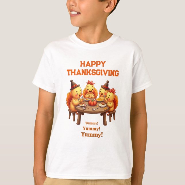 T-shirt Cute Turkeys Feast (Devant)