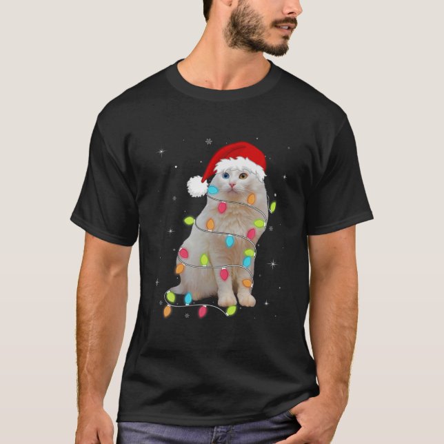 T-shirt Cute Turkish Van Santa Hat Christmas Light Xmas (Devant)